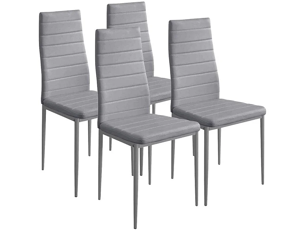 Set 4 Sedie Moderne sala Pranzo Salotto Cucina Seduta Imbottita Ecopelle Grigio