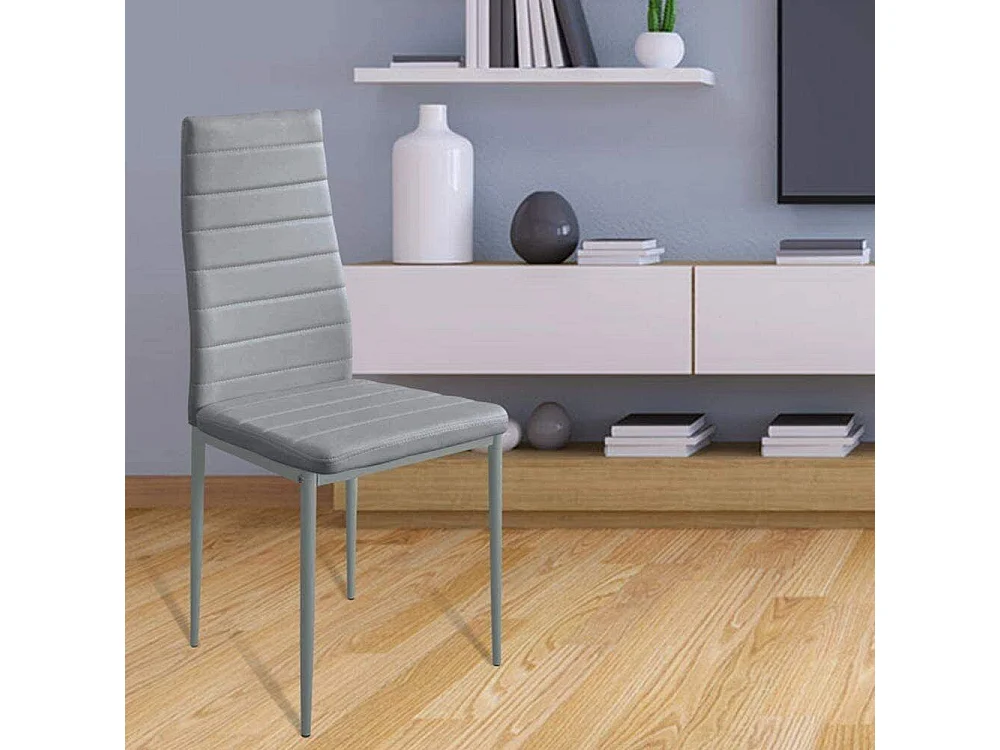 Set 4 Sedie Moderne sala Pranzo Salotto Cucina Seduta Imbottita Ecopelle Grigio