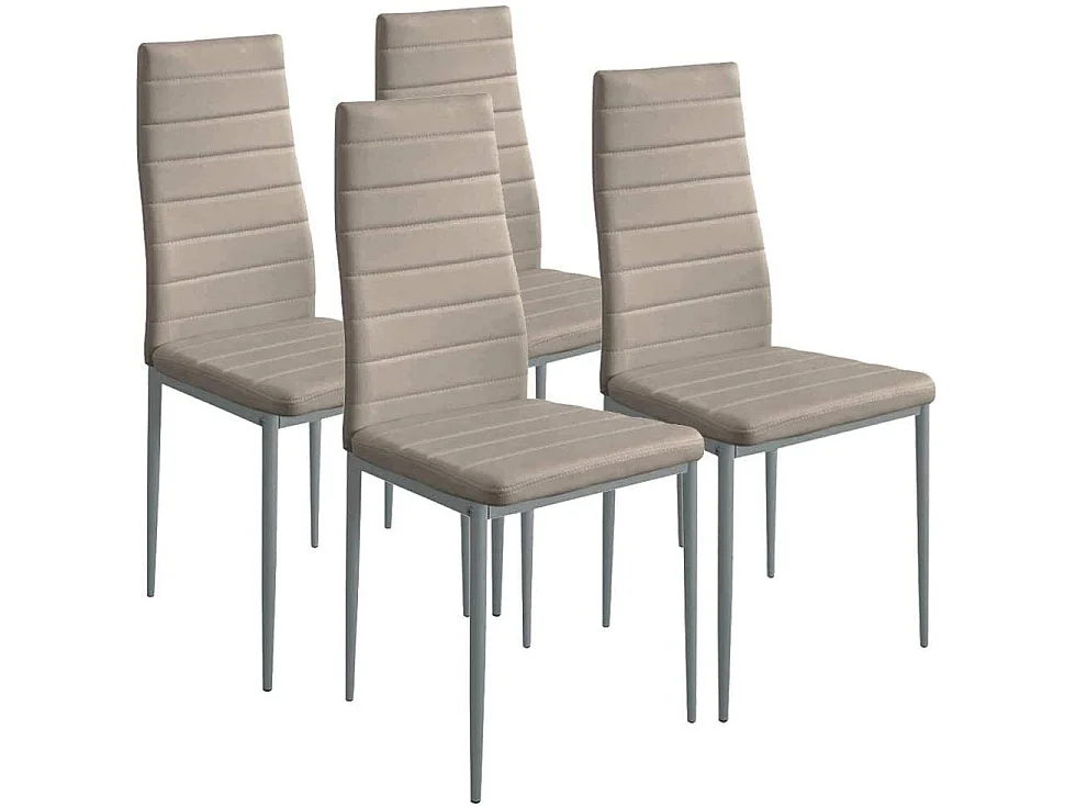 Set 4 Sedie Moderne sala Pranzo Salotto Cucina Seduta Imbottita Ecopelle Tortora