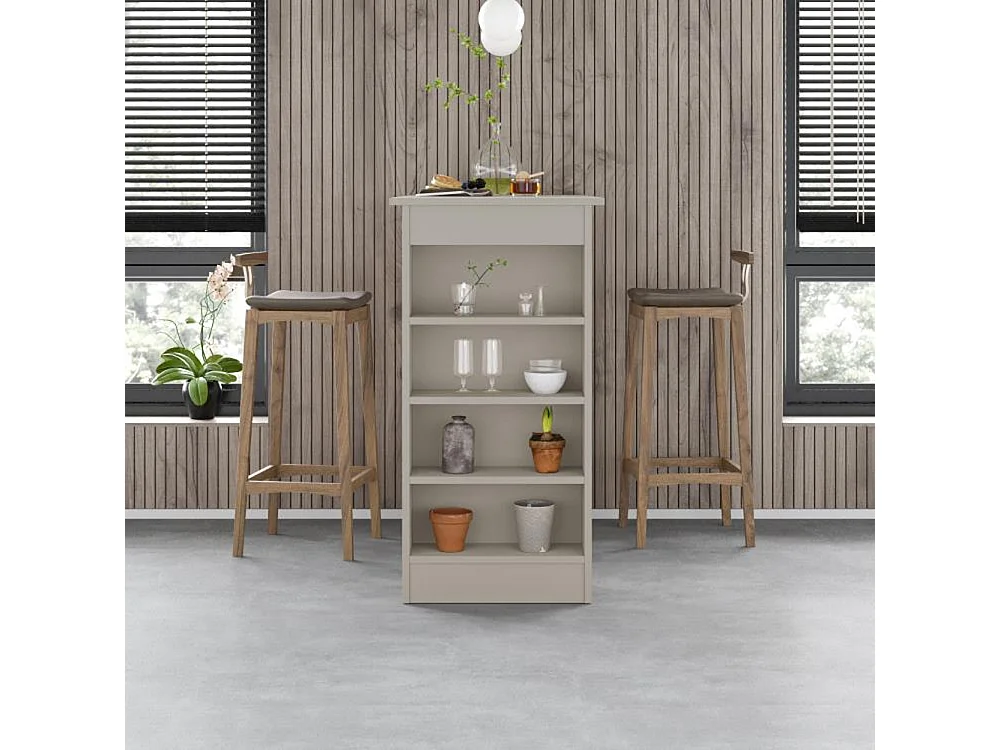 Tavolo da Bar con 4 Ripiani e Portaoggetti Sabbia Salvaspazio 117x54x102 cm