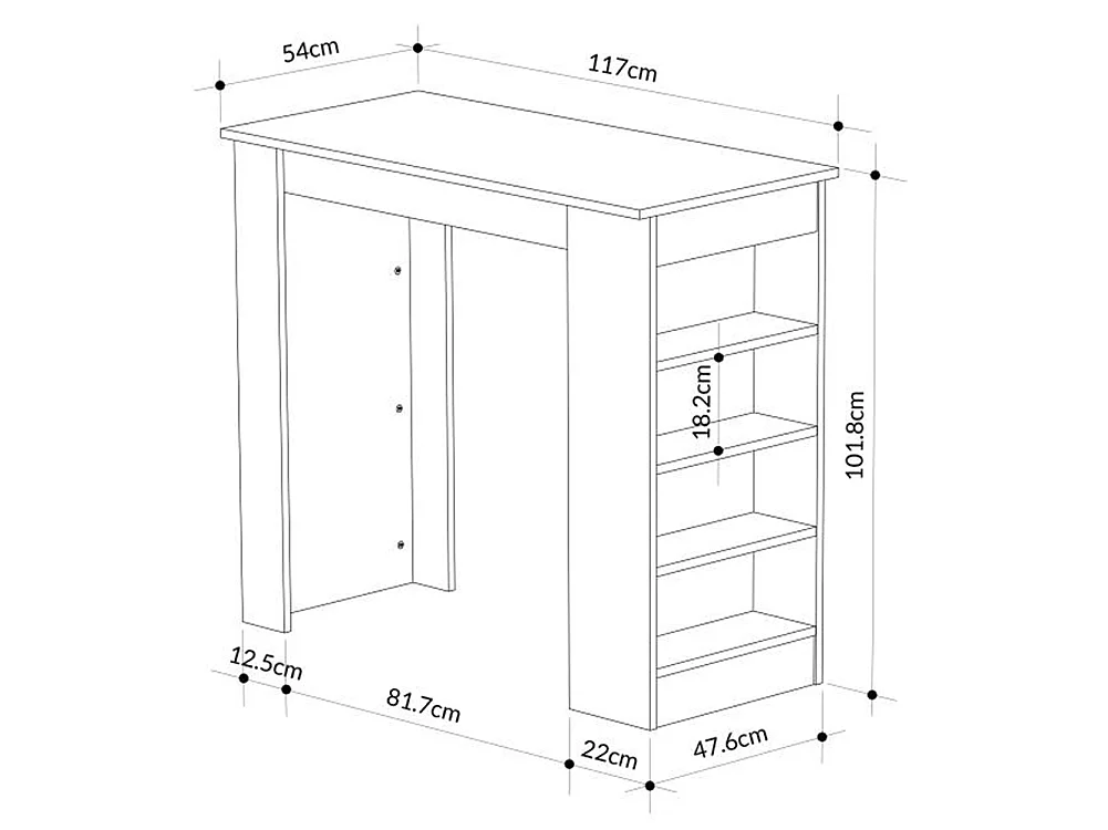 Tavolo da Bar con 4 Ripiani e Portaoggetti Sabbia Salvaspazio 117x54x102 cm