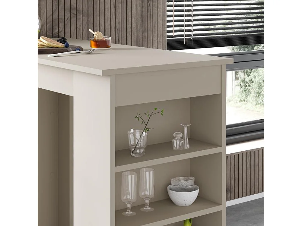 Tavolo da Bar con 4 Ripiani e Portaoggetti Sabbia Salvaspazio 117x54x102 cm