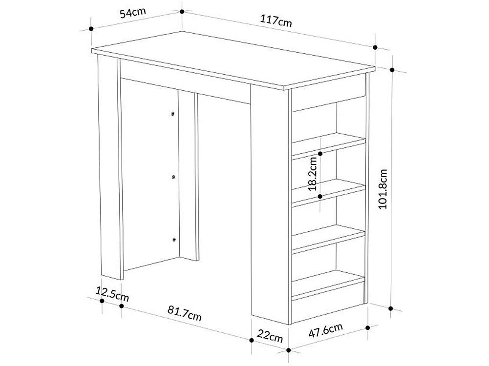 Tavolo da Bar con 4 Ripiani e Portaoggetti Bianco e Antracite 117x54x102 cm