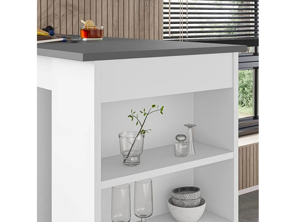 Tavolo da Bar con 4 Ripiani e Portaoggetti Bianco e Antracite 117x54x102 cm