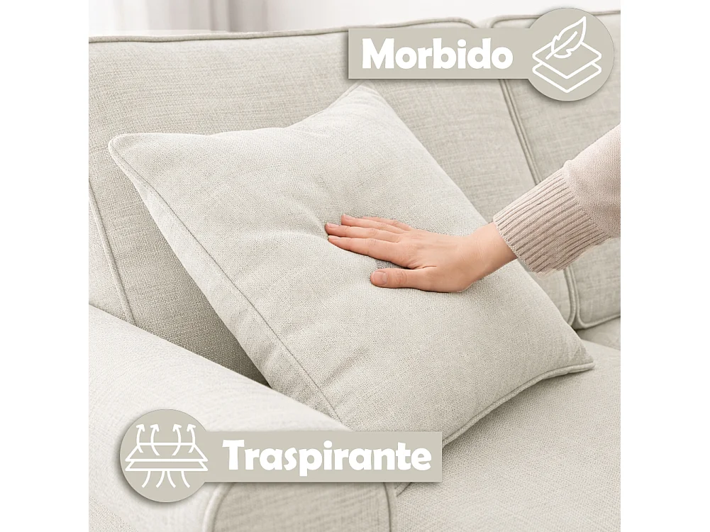 Divano Letto a 2 Posti Beige con Cuscino Memory Ergonomico con Apertura Facile