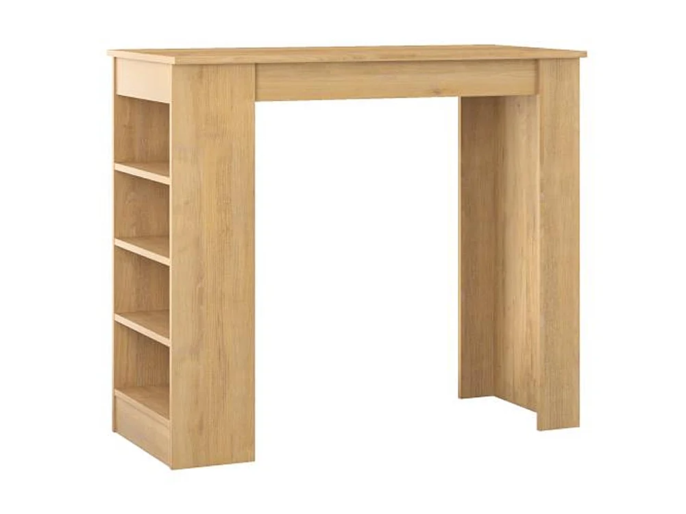 Tavolo da Bar con 4 Ripiani e Portaoggetti Quercia Salvaspazio 117x54x102 cm