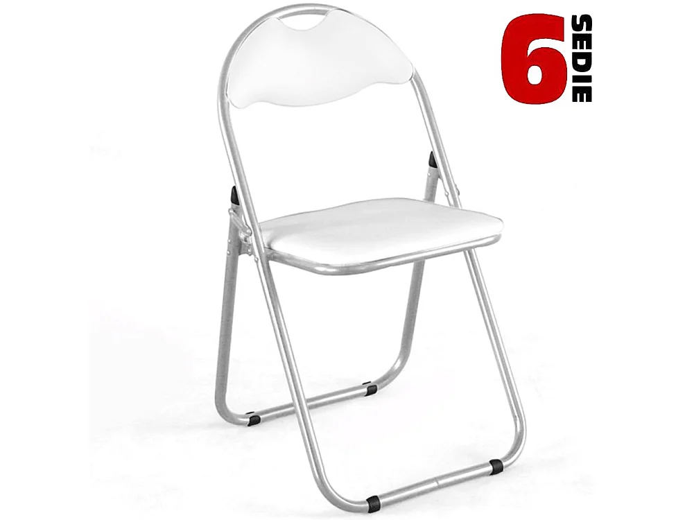 Set 6 Pezzi Sedie Imbottite Pieghevoli Colore Sedia Bianco Struttura Silver