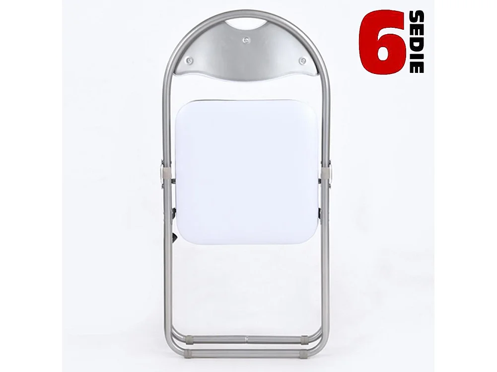 Set 6 Pezzi Sedie Imbottite Pieghevoli Colore Sedia Bianco Struttura Silver