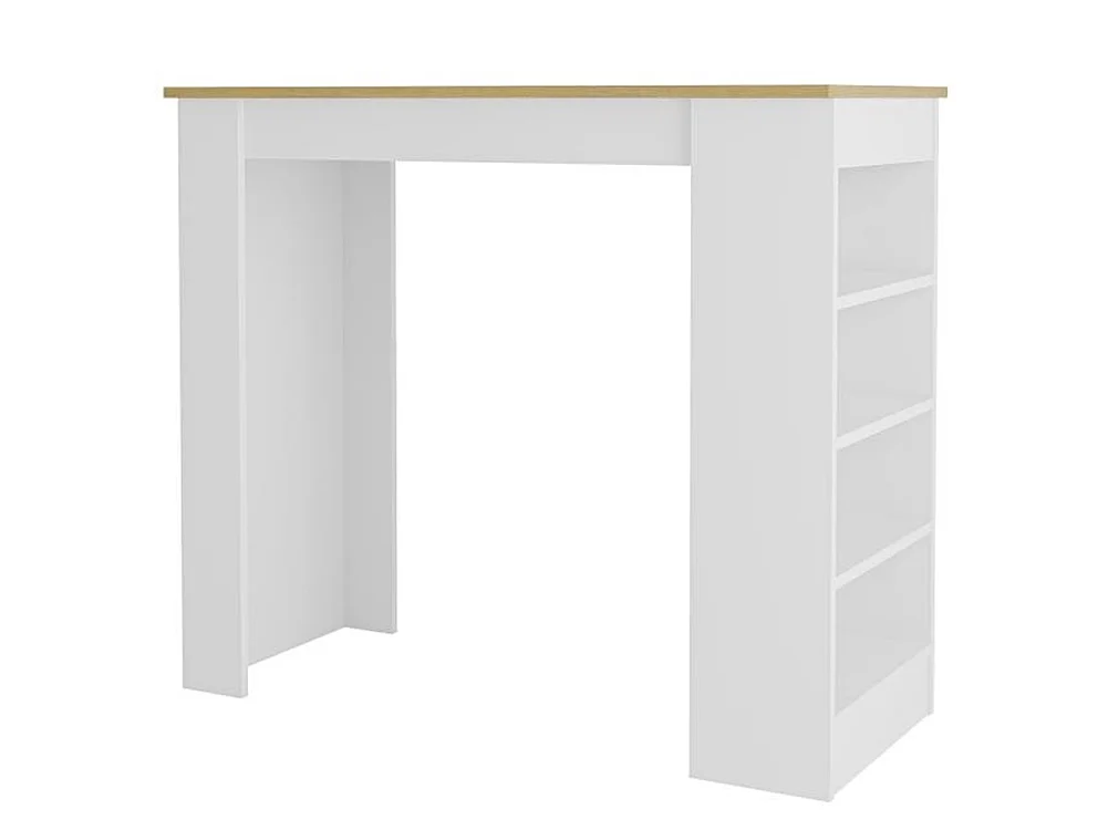 Tavolo da Bar 4 Ripiani e Portaoggetti Bianco e Quercia Salvaspazio 117x54x102cm