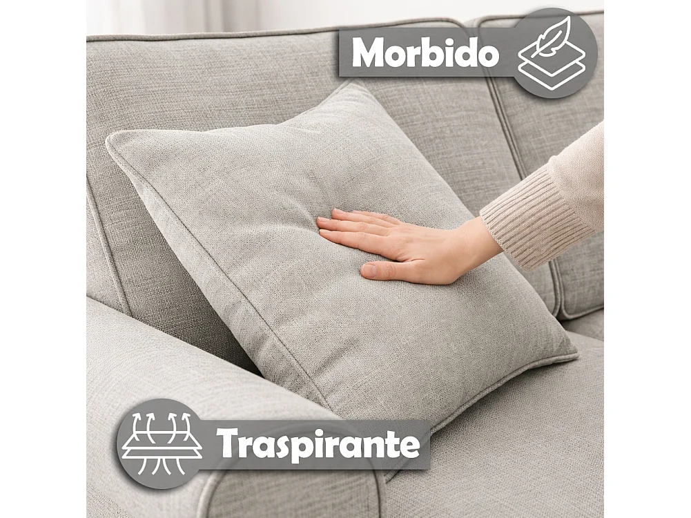 Divano Letto a 2 Posti Grigio con Cuscino Memory Ergonomico con Apertura Facile