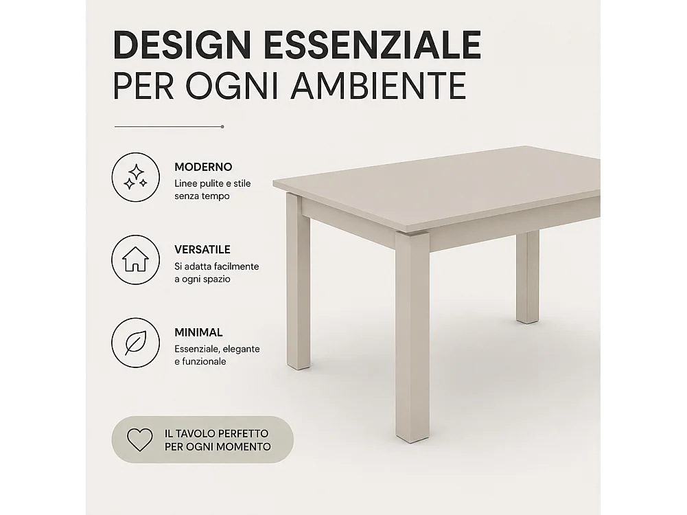 Tavolo da Pranzo 120x80 Allungabile fino a 170 cm Rettangolare in Legno Sabbia