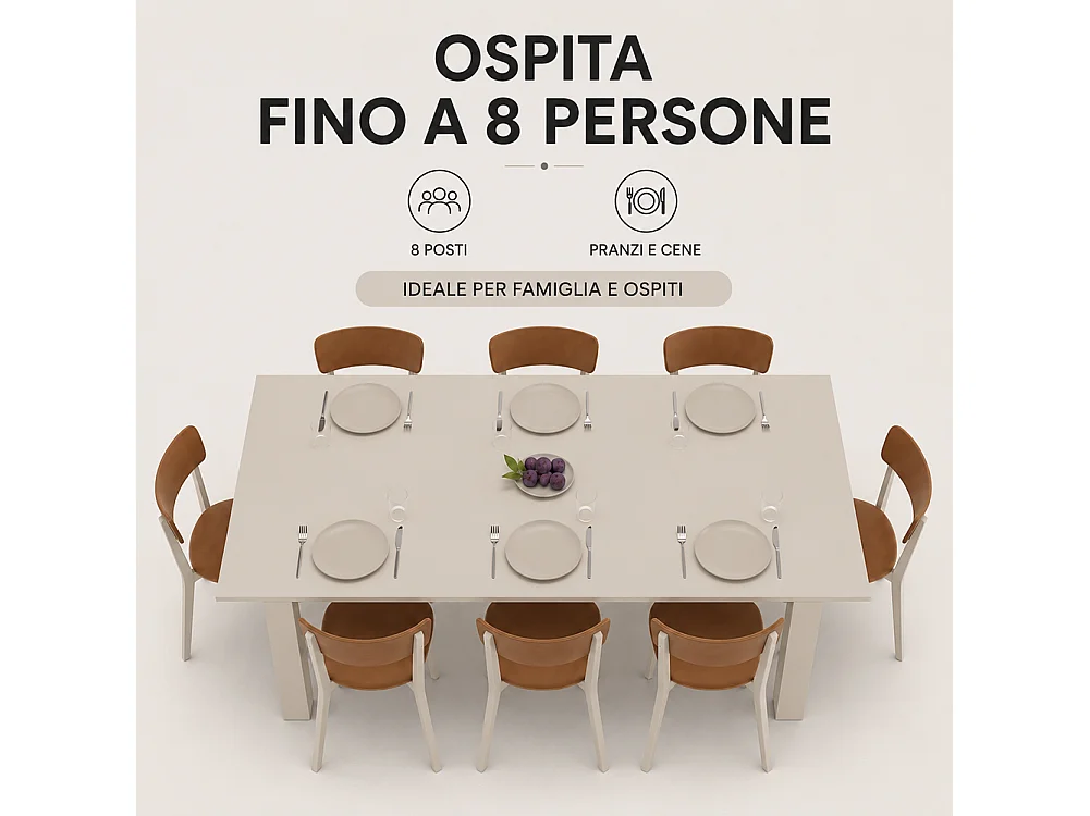 Tavolo da Pranzo 120x80 Allungabile fino a 170 cm Rettangolare in Legno Sabbia