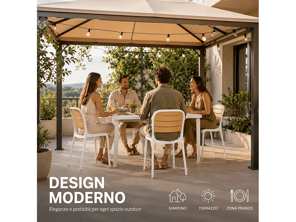 Set 4 Sedie Impilabili in Polipropilene con Schienale Portata 140kg 45x55.5x82cm