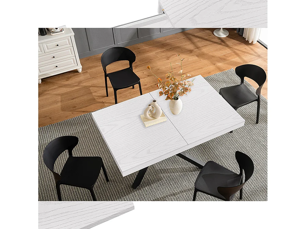 Tavolo da Pranzo Cucina Allungabile Estensibile 90x140 - 220cm Bianco Frassinato