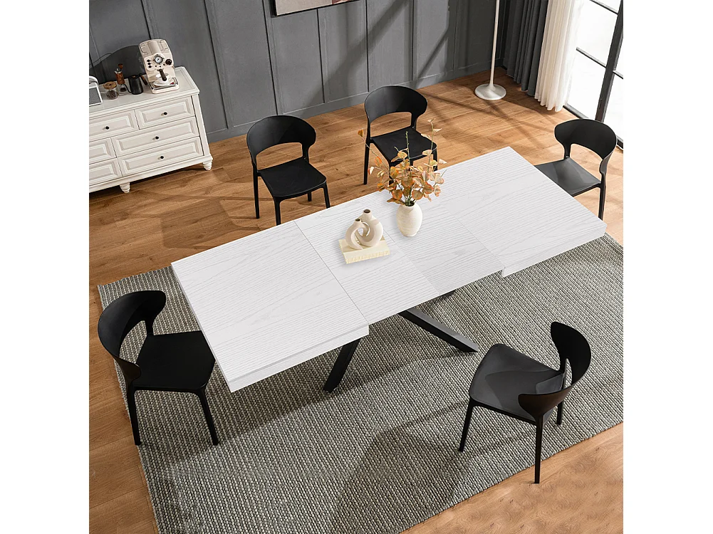 Tavolo da Pranzo Cucina Allungabile Estensibile 90x140 - 220cm Bianco Frassinato