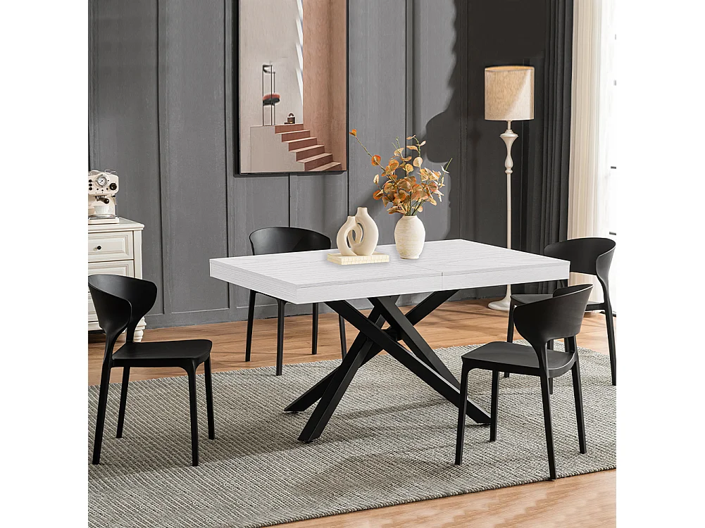 Tavolo da Pranzo Cucina Allungabile Estensibile 90x140 - 220cm Bianco Frassinato