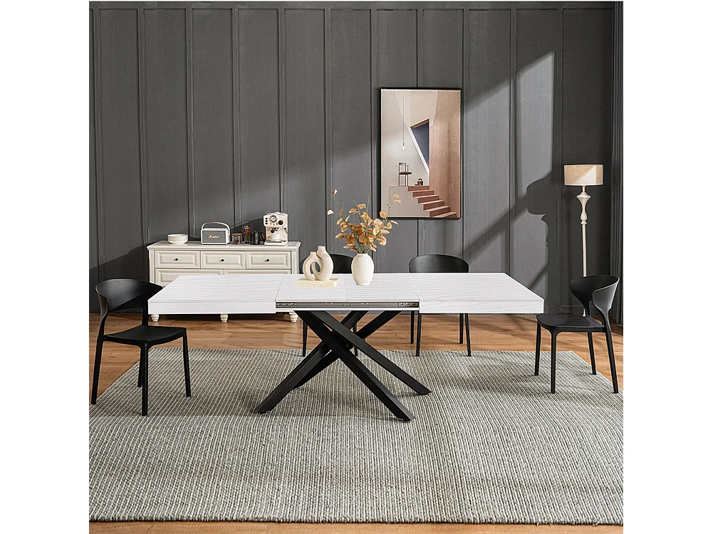 Tavolo da Pranzo Cucina Allungabile Estensibile 90x140 - 220cm Bianco Frassinato