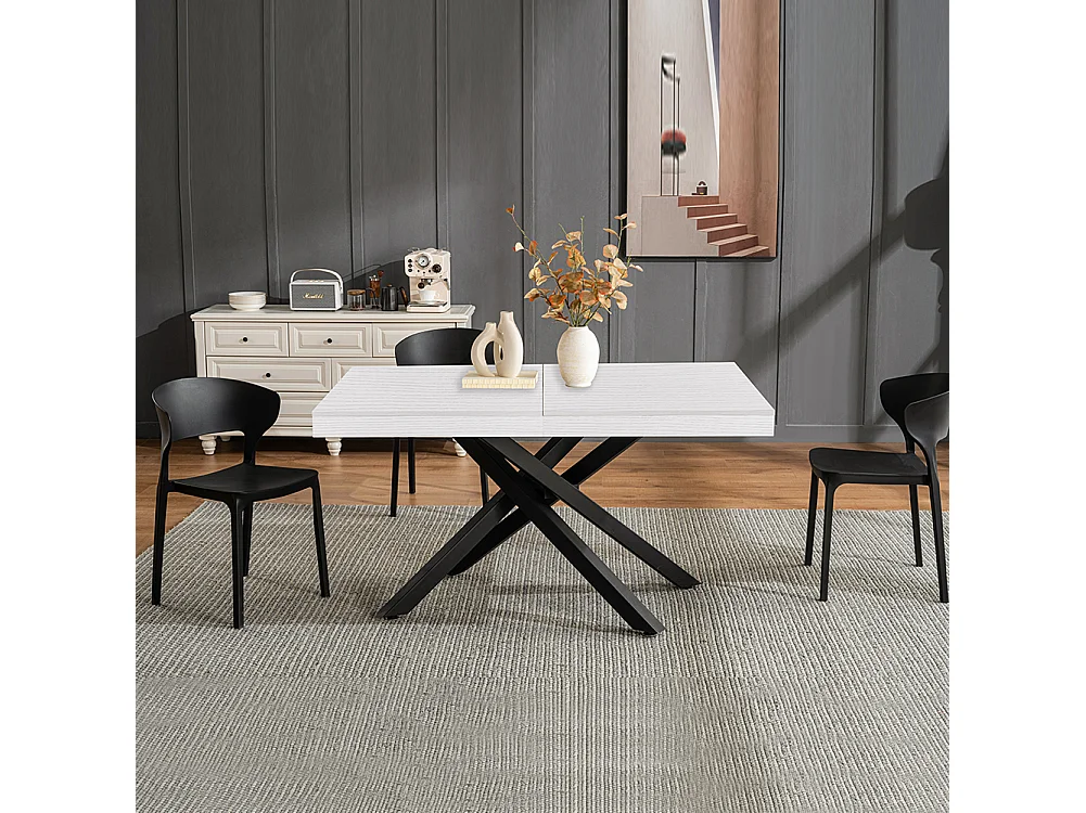 Tavolo da Pranzo Cucina Allungabile Estensibile 90x140 - 220cm Bianco Frassinato