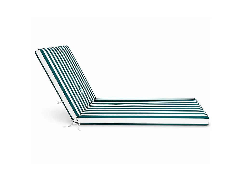 Tempo Style - Cuscino per lettino da esterno 190×60 cm a righe con schienale reclinabile e laccetti in poliestere – Verde/Bianco
