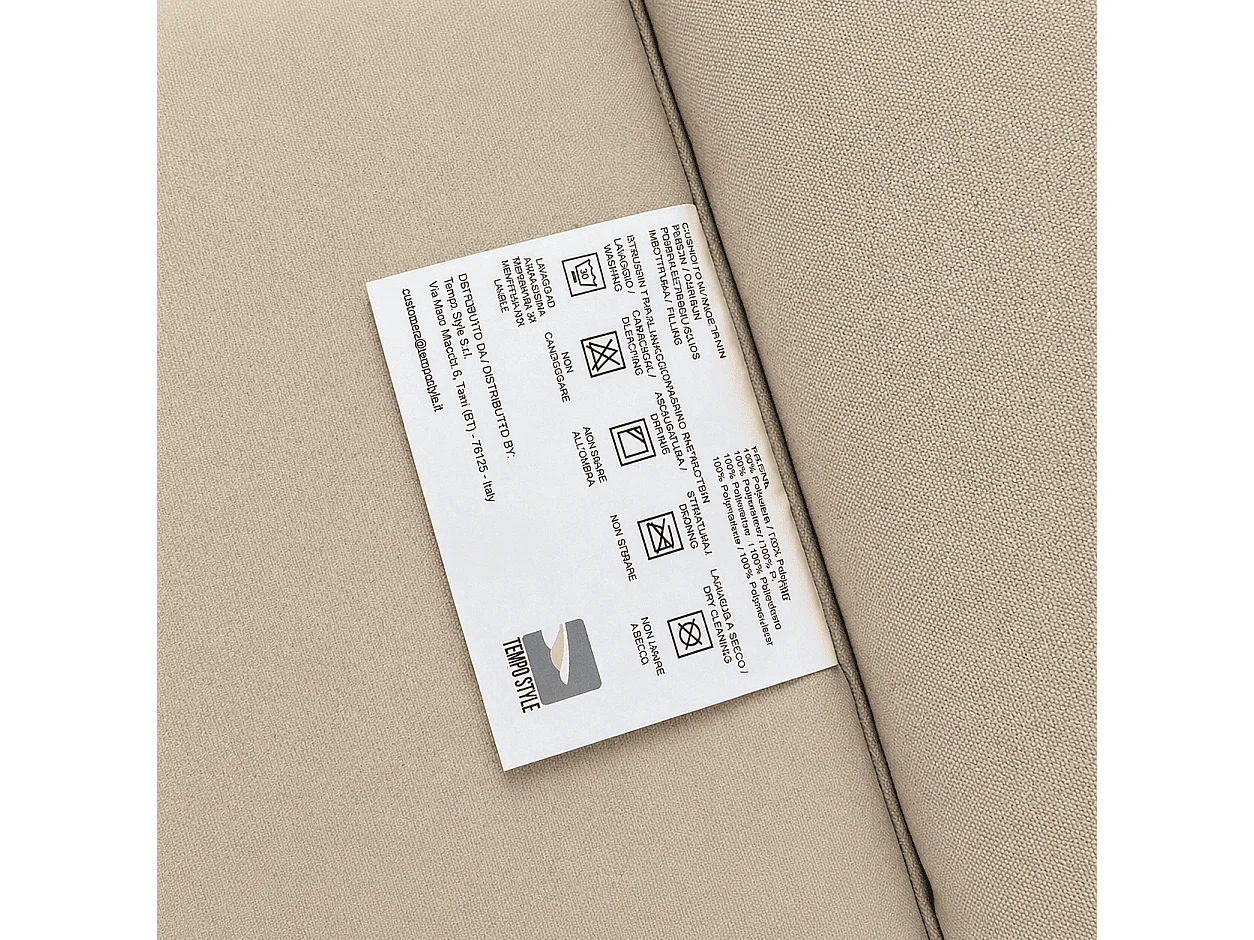 Tempo Style - Cuscino con schienale per sedia 115×50 cm con Laccetti in poliestere – Beige