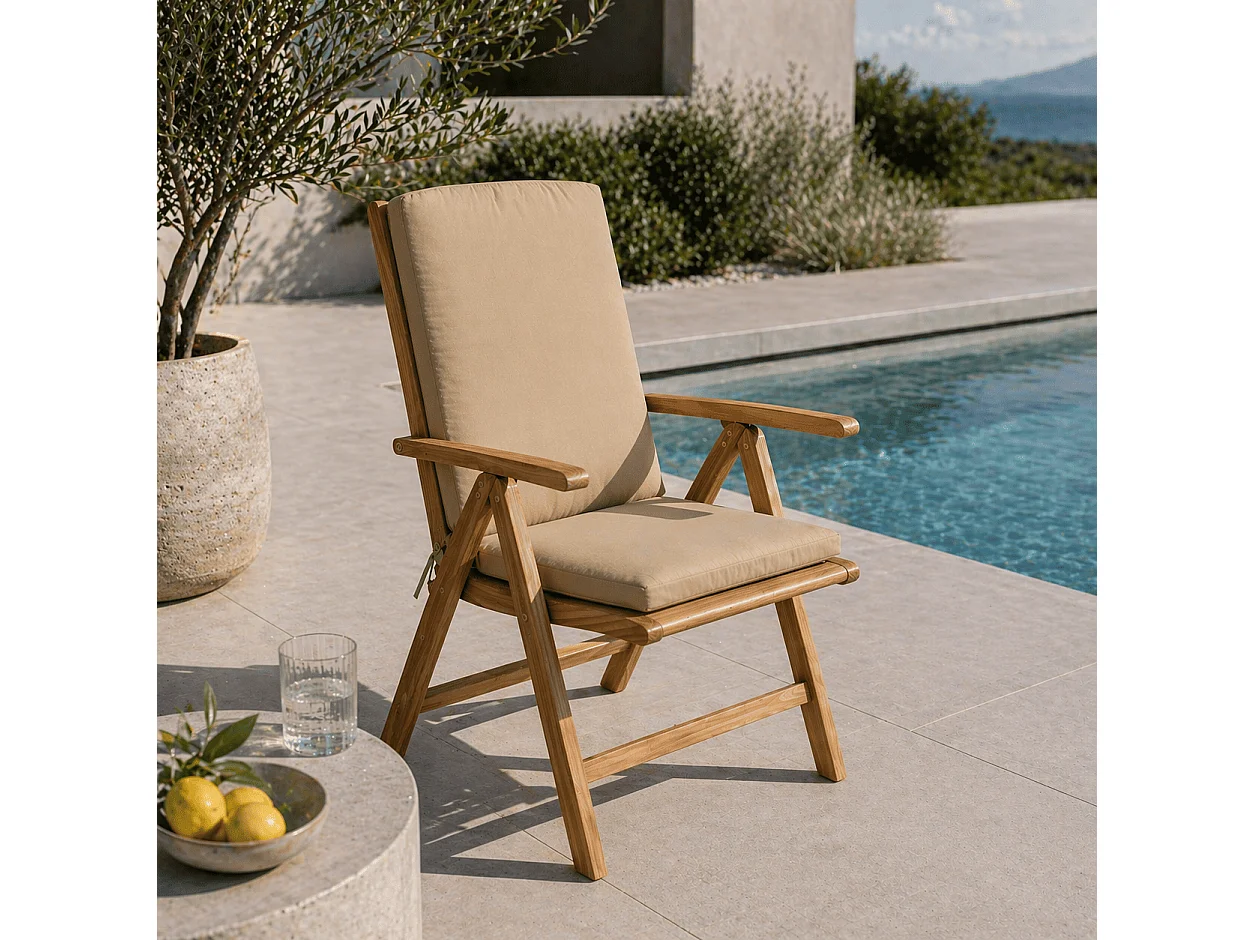 Tempo Style - Cuscino con schienale per sedia 115×50 cm con Laccetti in poliestere – Beige