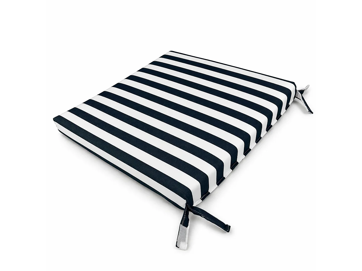 Tempo Style - Cuscino seduta per sedia 45x47cm con velcro in poliestere – Blu/Bianco