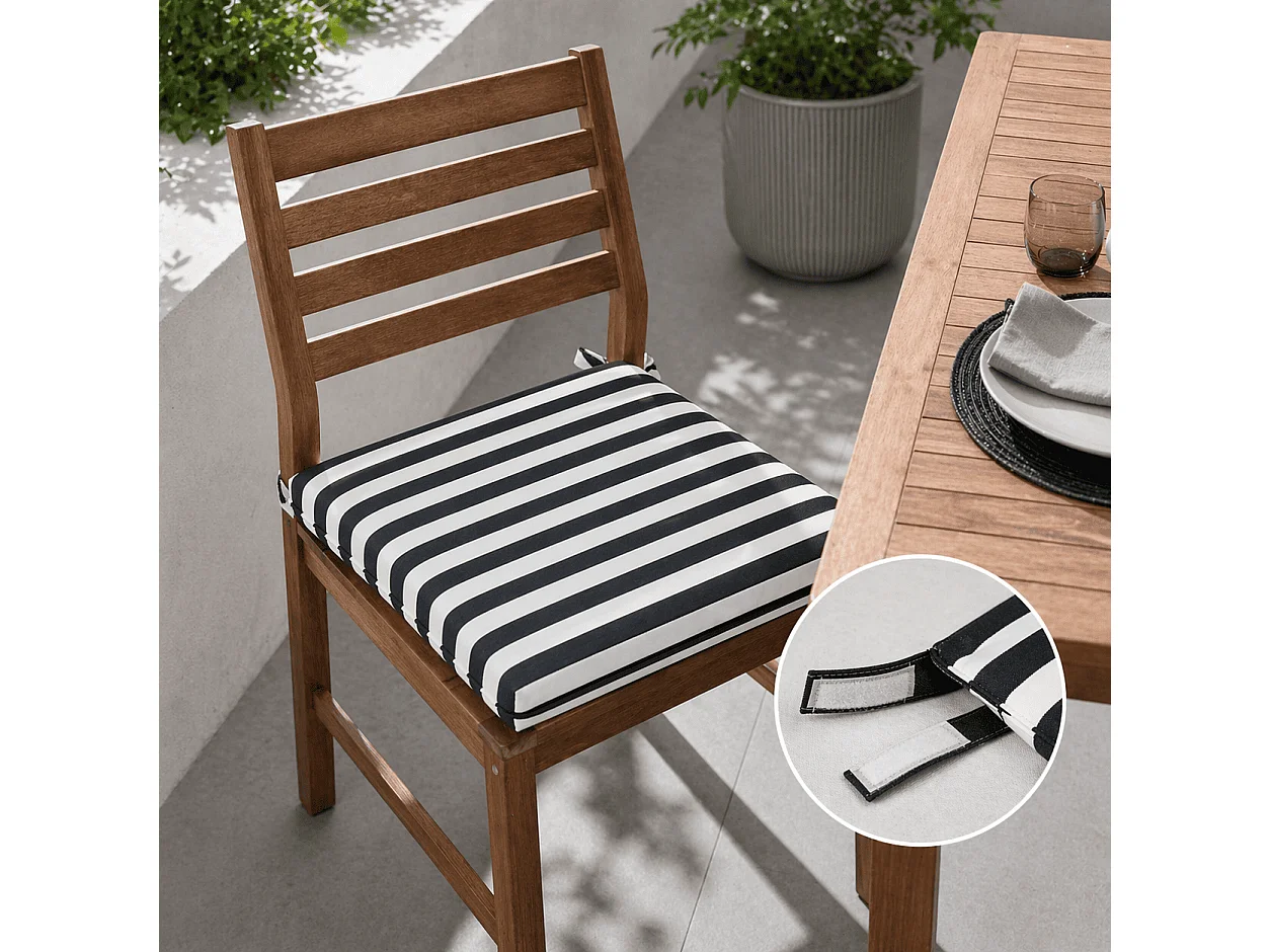 Tempo Style - Cuscino seduta per sedia 45x47cm con velcro in poliestere – Blu/Bianco