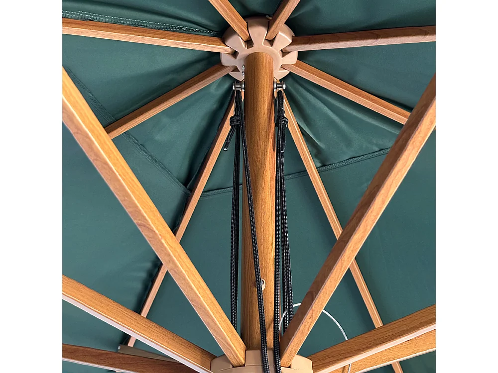 Tempo Style - Ombrellone da Giardino Vomero 3x3 m | Ombrellone da Esterno in Alluminio e Poliestere 180g/㎡ (Verde/Legno Noce)