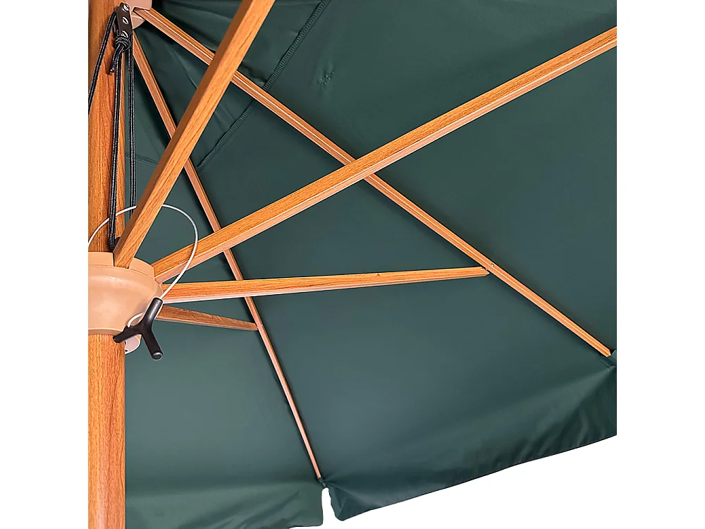 Tempo Style - Ombrellone da Giardino Vomero 3x3 m | Ombrellone da Esterno in Alluminio e Poliestere 180g/㎡ (Verde/Legno Noce)