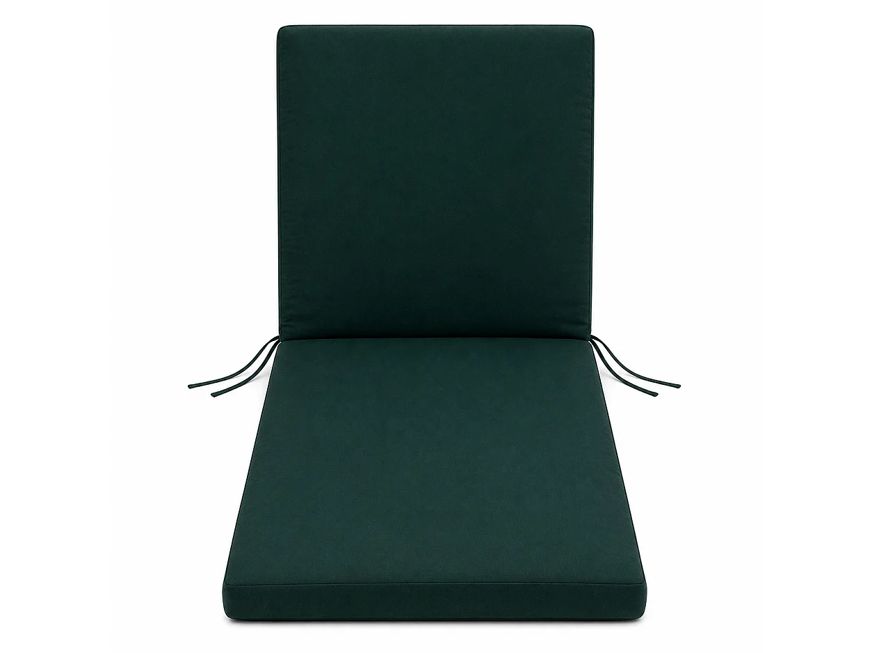 Tempo Style - Cuscino per lettino da esterno 190×60 cm con schienale reclinabile e laccetti in poliestere – Verde