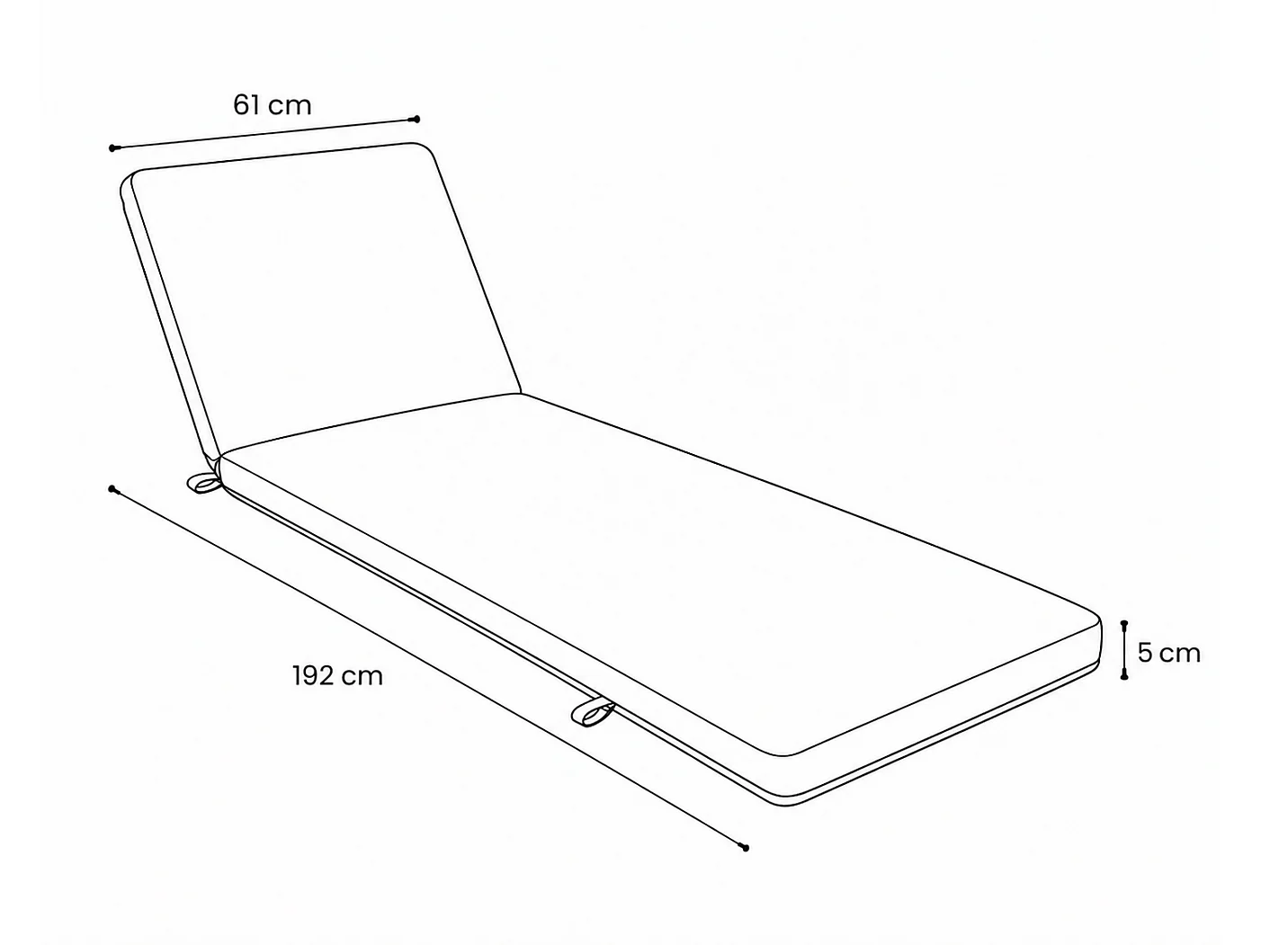 Tempo Style - Cuscino per lettino da esterno 192×61 cm con schienale reclinabile e velcro in poliestere – Avorio