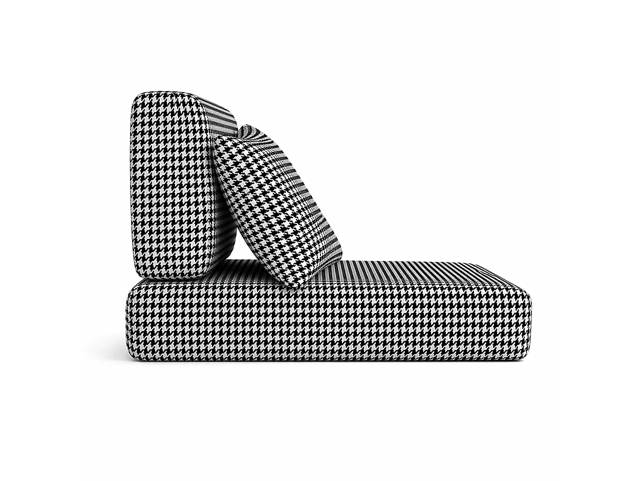 Tempo Style - Set cuscini pied-de-poule 3 pezzi per divano sfoderabili – Nero/Bianco