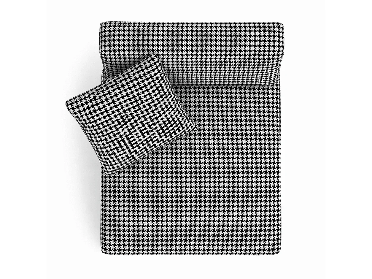 Tempo Style - Set cuscini pied-de-poule 3 pezzi per divano sfoderabili – Nero/Bianco