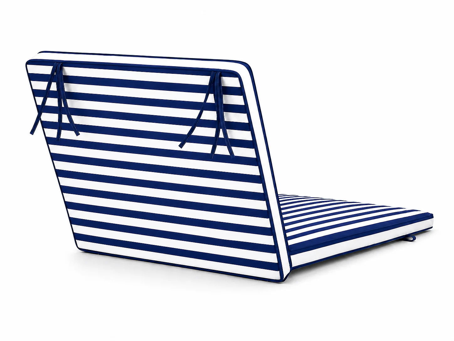 Tempo Style - Cuscino per lettino da esterno 192×61 cm a righe con schienale reclinabile e velcro in poliestere – Blu/Bianco