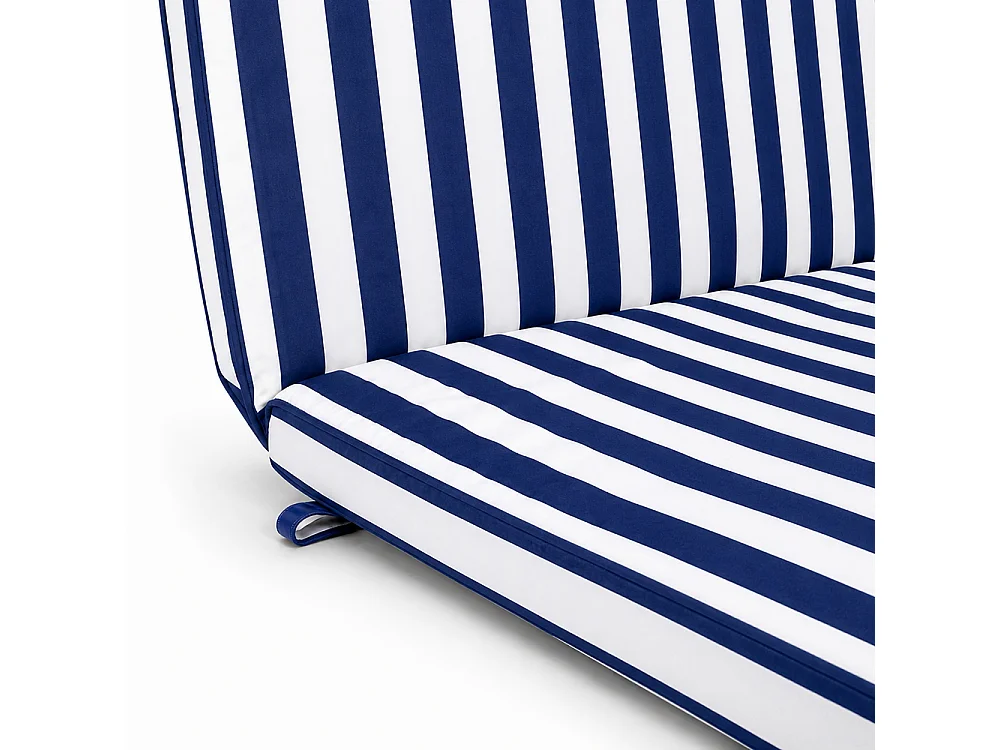 Tempo Style - Cuscino per lettino da esterno 192×61 cm a righe con schienale reclinabile e velcro in poliestere – Blu/Bianco