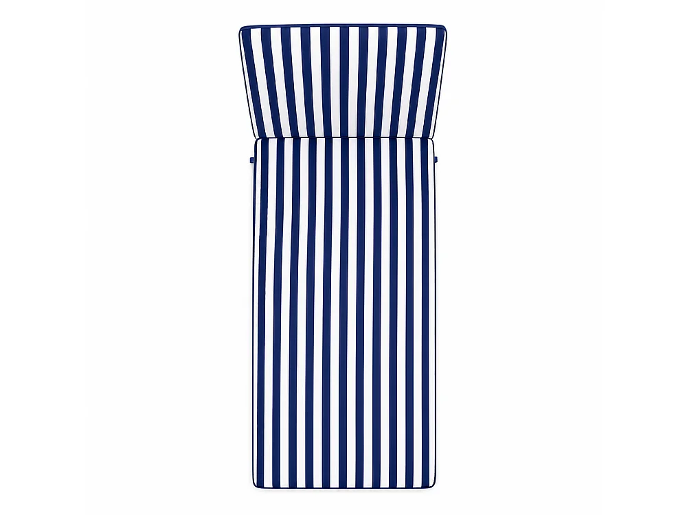 Tempo Style - Cuscino per lettino da esterno 192×61 cm a righe con schienale reclinabile e velcro in poliestere – Blu/Bianco