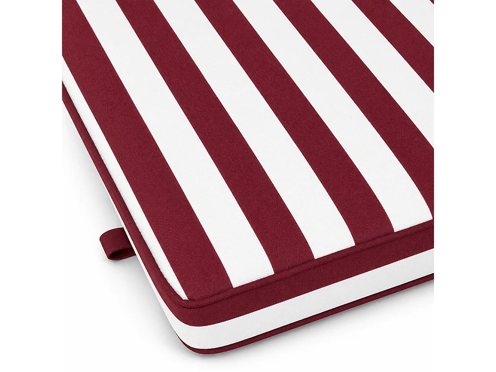 Tempo Style - Cuscino per lettino da esterno 192×61 cm a righe con schienale reclinabile e velcro in poliestere – Bordeaux/Bianco