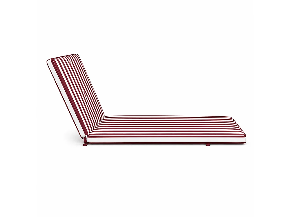 Tempo Style - Cuscino per lettino da esterno 192×61 cm a righe con schienale reclinabile e velcro in poliestere – Bordeaux/Bianco