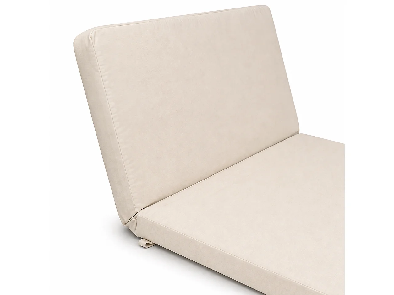 Tempo Style - Cuscino per lettino da esterno 193×84 cm con schienale reclinabile e velcro in poliestere – Avorio