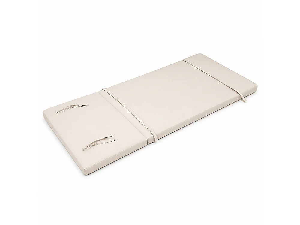 Tempo Style - Cuscino per lettino da esterno 193×84 cm con schienale reclinabile e velcro in poliestere – Avorio