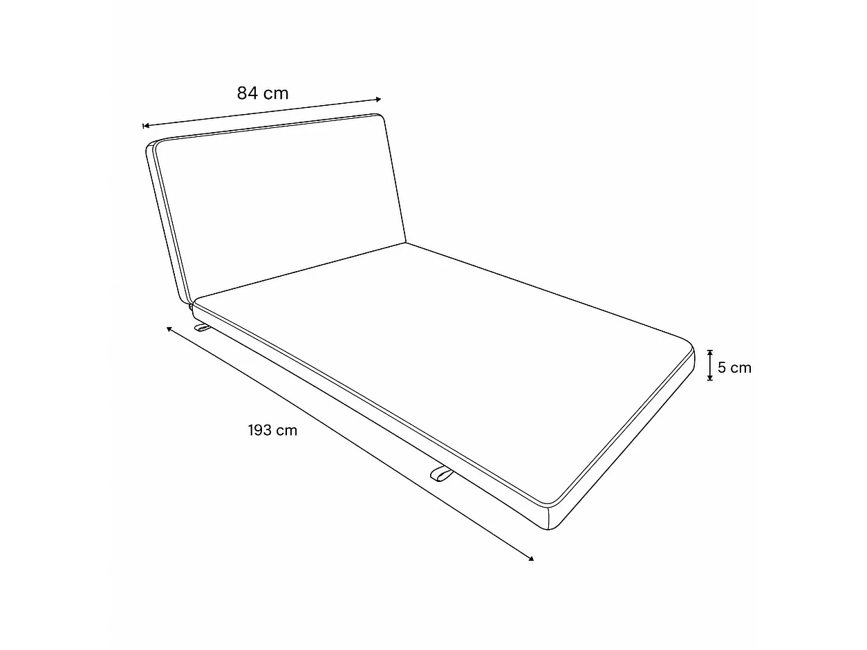 Tempo Style - Cuscino per lettino da esterno 193×84 cm con schienale reclinabile e velcro in poliestere – Avorio