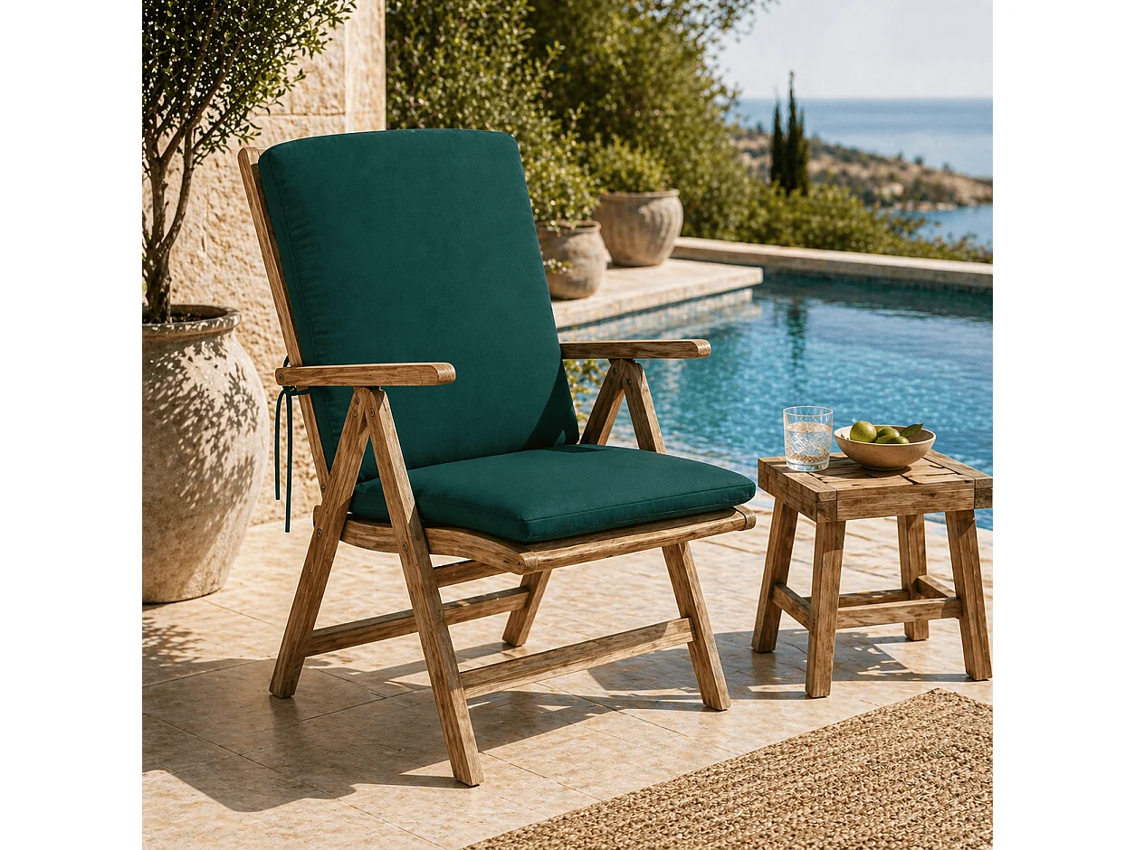 Tempo Style - Cuscino con schienale per sedia 115×50 cm con Laccetti in poliestere – Verde
