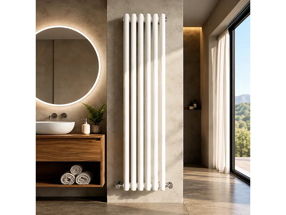 Tempo Style - Radiateur vertical 1800x287 mm | 959 W | Radiateur décoratif 3478 BTU à 6 éléments - Blanc
