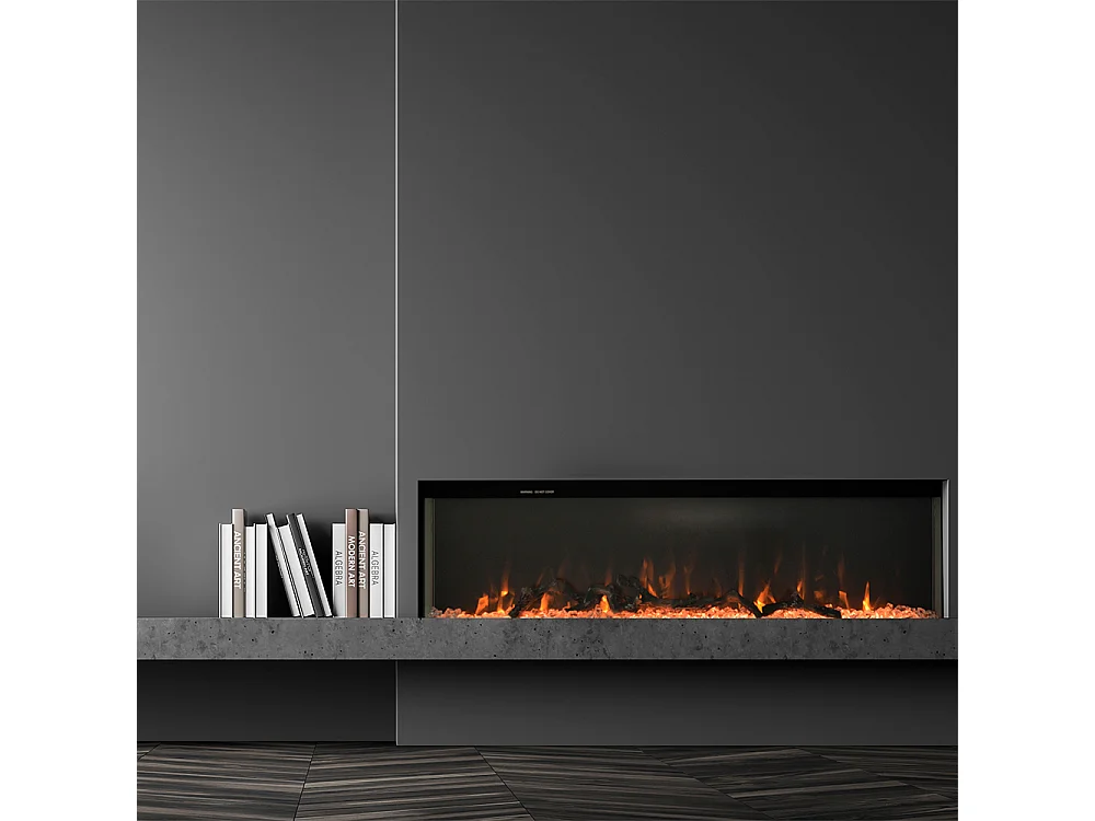 Tempo Style - Camino elettrico ALARO | Stufa ventilata a parete da incasso a basso consumo, con telecomando, timer, decorazioni (Nero, 110cm)
