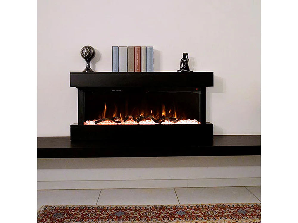 Tempo Style - Camino elettrico ALARO | Stufa ventilata a parete da incasso a basso consumo, con telecomando, timer, decorazioni (Nero, 110cm)