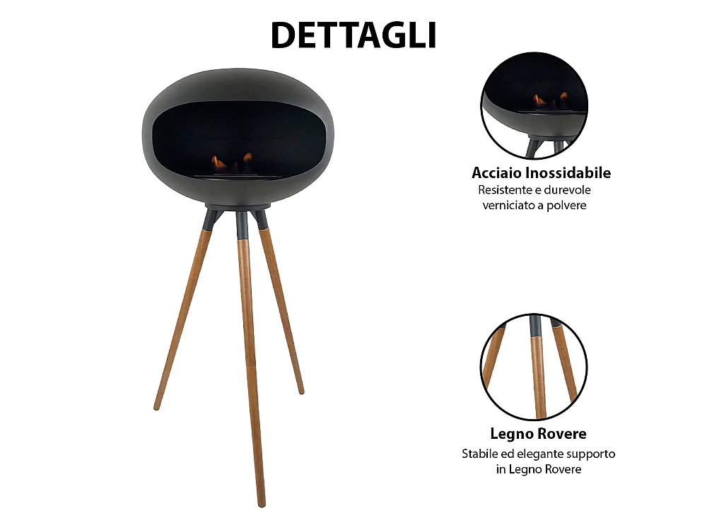 Tempo Style - Biocamino SICILY Nero/Legno Rovere