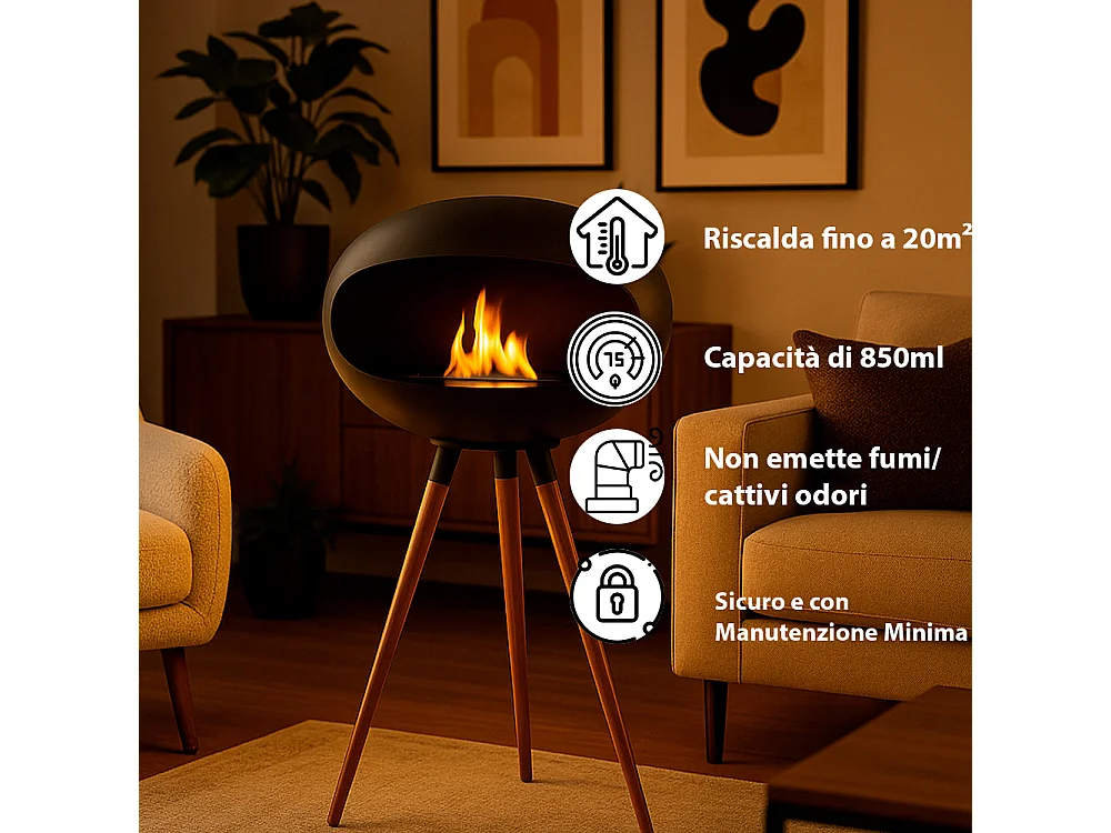 Tempo Style - Biocamino SICILY Nero/Legno Rovere