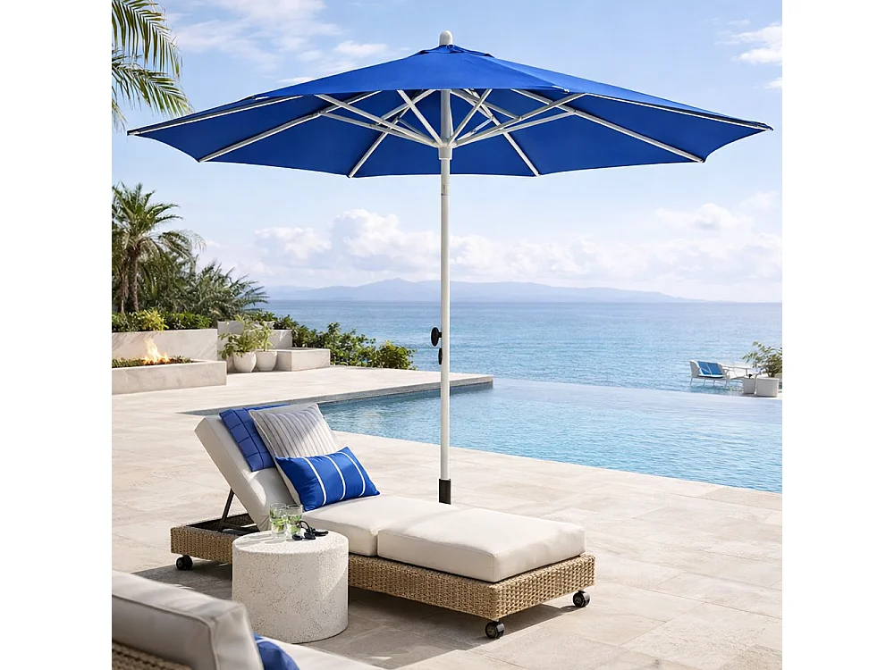 Tempo Style - Ombrellone da Giardino Parioli 3x3 m | Ombrellone da Esterno Inclinabile a 45° (Blu/Bianco)