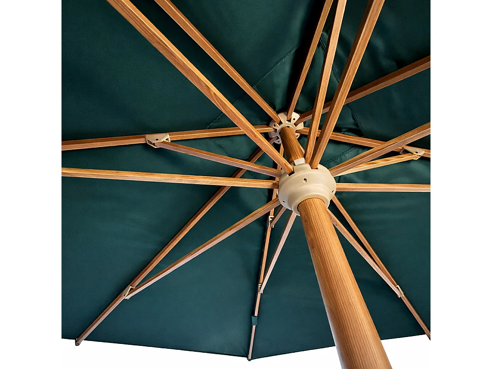 Tempo Style - Ombrellone da Giardino Parioli Plus 3x3 m | Robusto Ombrellone da Esterno in Alluminio e Poliestere 180g/㎡ (Verde/Legno Noce)