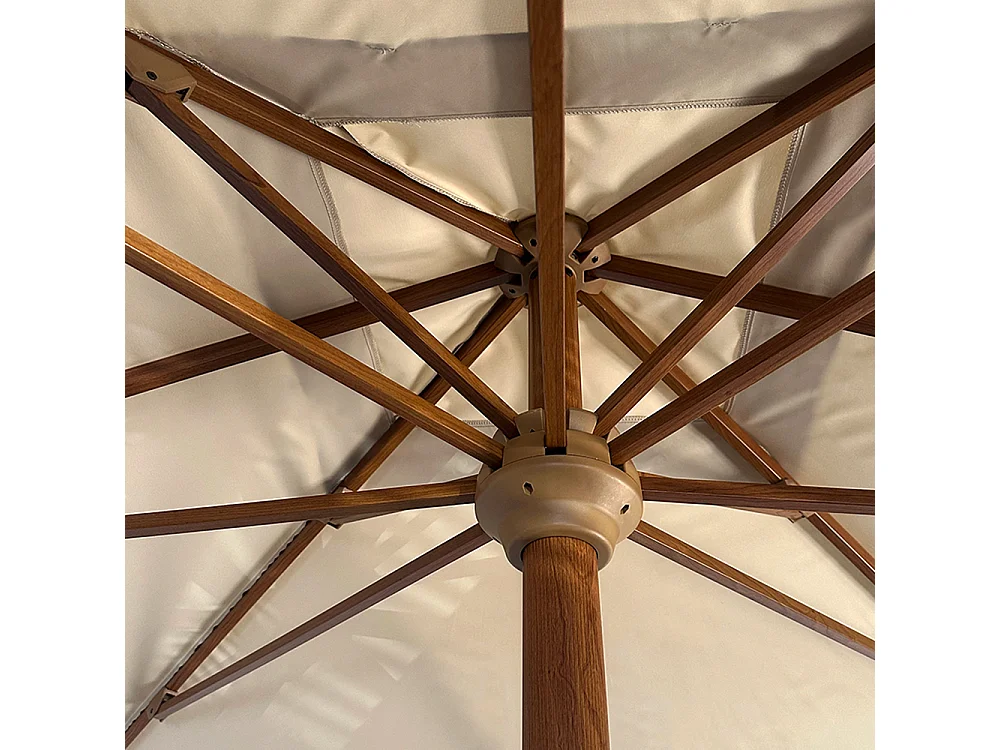 Tempo Style - Ombrellone da Giardino Parioli Plus 3x3 m | Robusto Ombrellone da Esterno in Alluminio e Poliestere 180g/㎡ (Beige/Legno Noce)